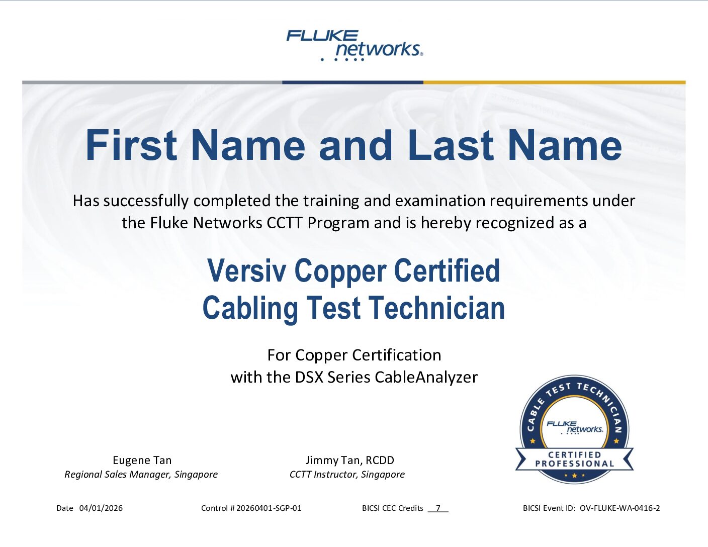 Certified Cabling Test Technician (CCTT) Training Course